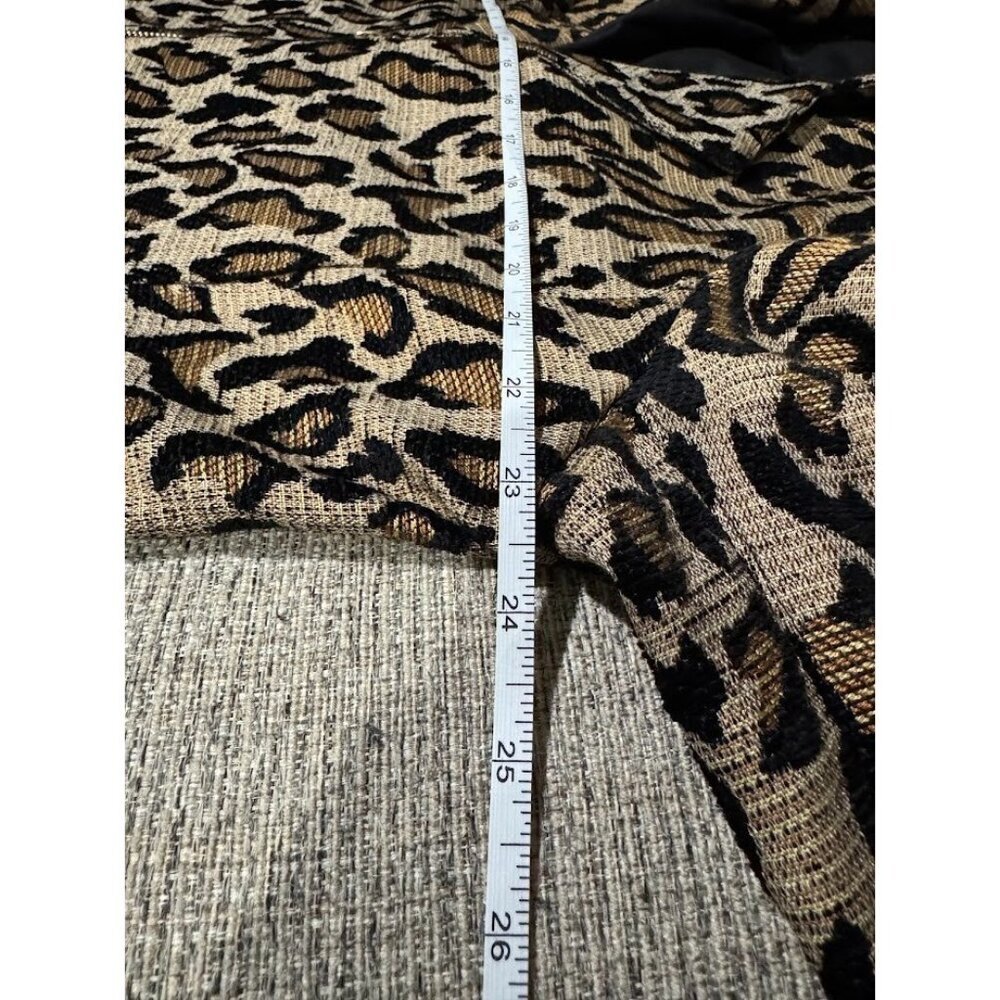 Chico's Women Jacket Size 2, US 12, L, Leopard Moto Jacquard Animal Print Edgy - Picture 8 of 9